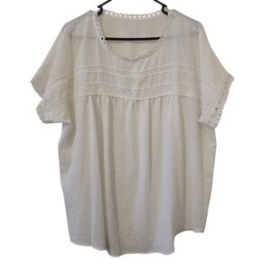 XXL Elegant White Lace Trim Women's Top